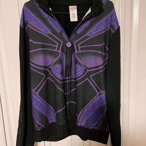 Disney Marvel Black Panther Wakanda Forever Zip Up Jacket mens NWT Purple